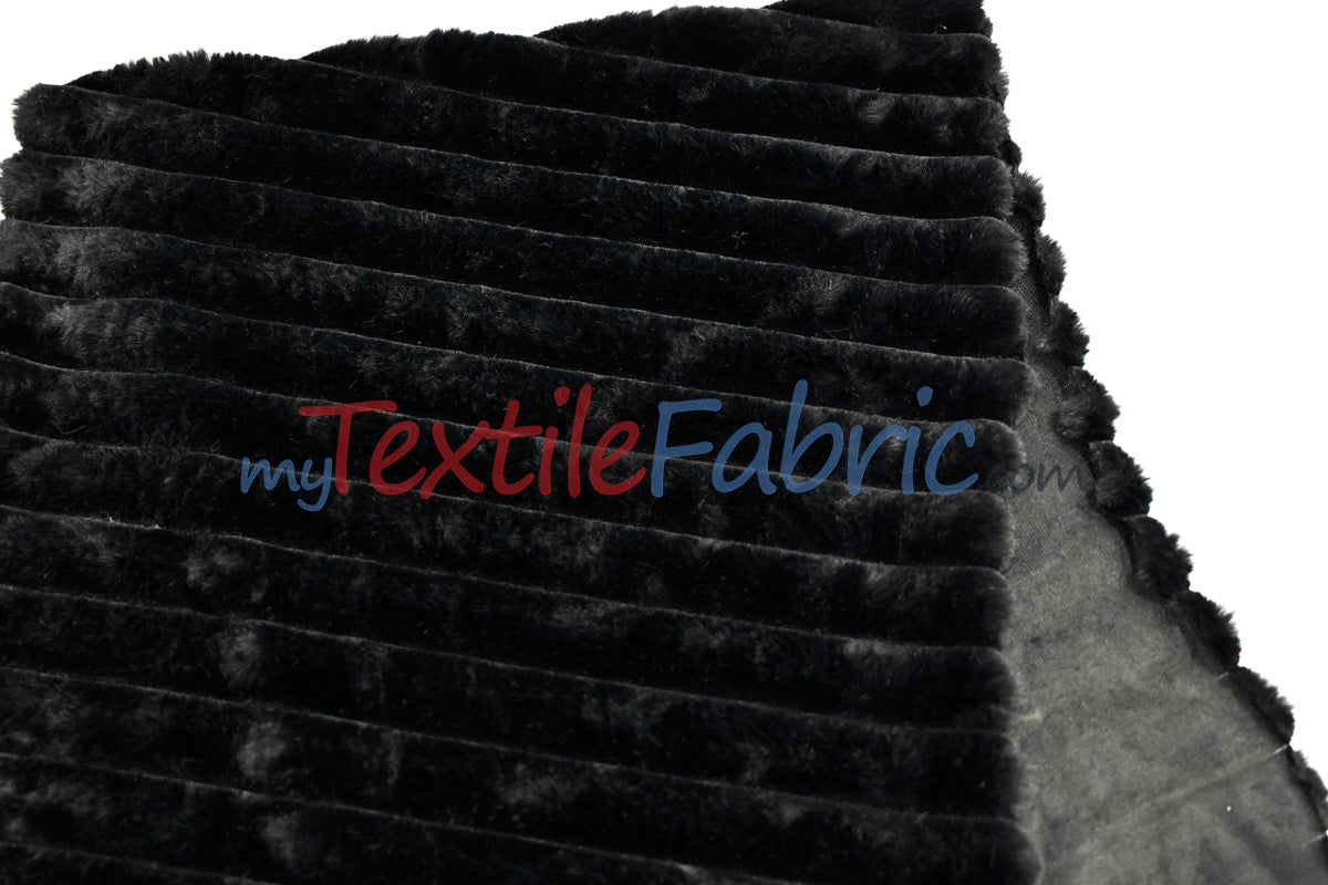 Striped Rabbit Fur 100 Percent Polyester Fabric - Striped Faux Rabbit Fur, 64/66" Width (1 Yard)