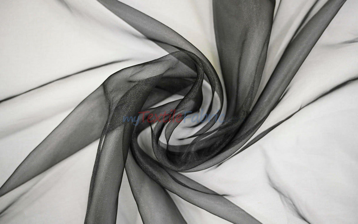Super Organza Polyester Fabric - Semi-Sheen Sheer, 60" Width, White, Ivory, Baby Blue, Lavender, Black (By The Yard)