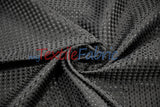 Waffle Brocade Polyester Fabric - Textured Waffle Grid, 60" Width, White, Ivory, Champagne, Black (1 Yard)