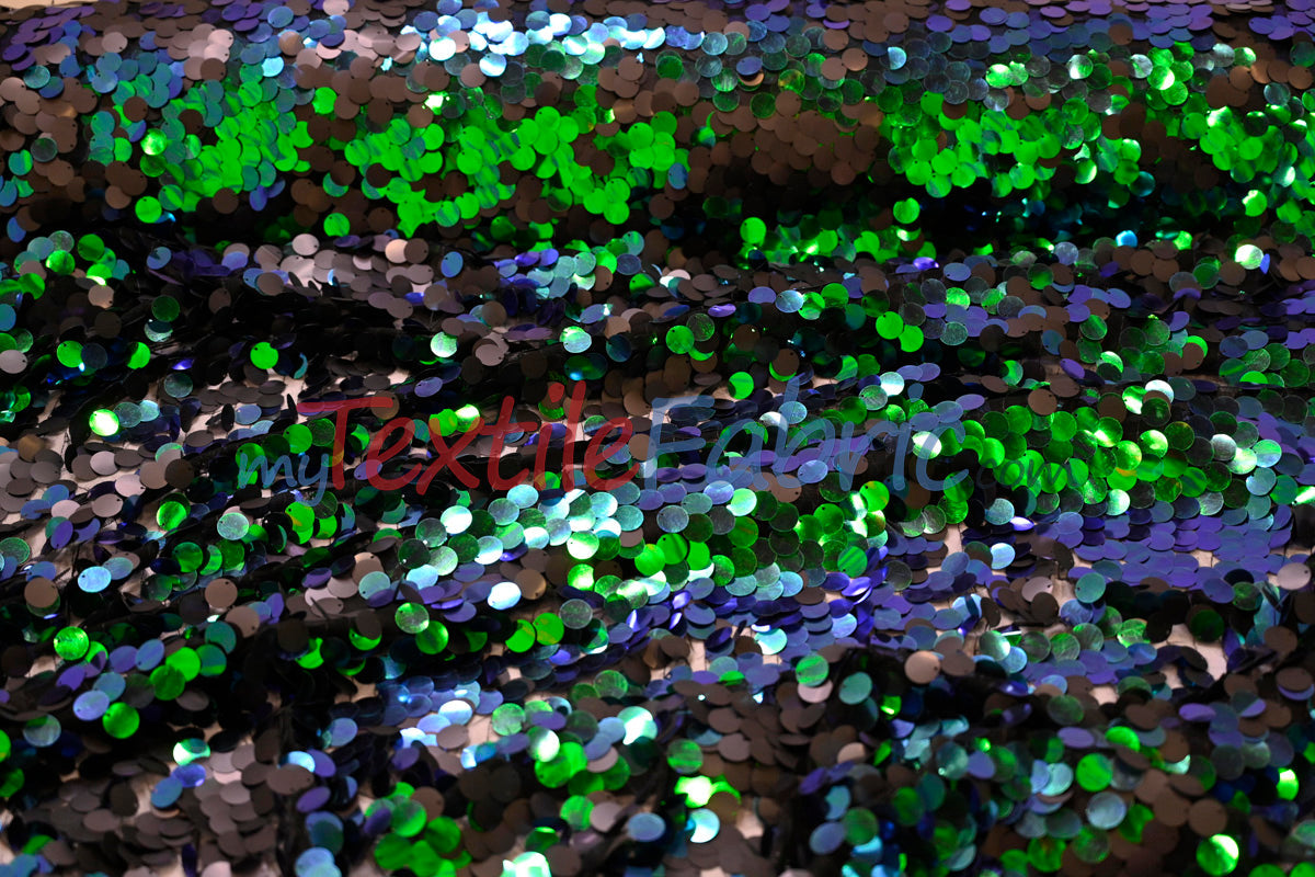 Fish Scale Paillette Sequins Polyester Fabric - 9Mm Sequins, 54" Width, Multiple Colors (1 Yard)