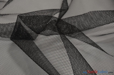 Italian Hard Net Polyester Fabric - Black And White Netting, 54" Width (1 Yard)