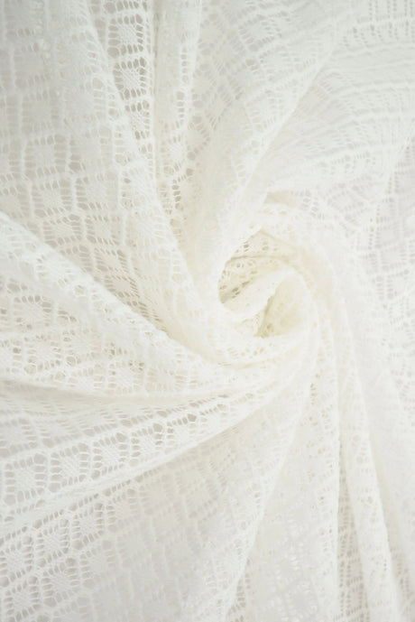 1 Yard Poly Warp Lace Fleece Fabric 90 GSM Lightweight Soft Textured Knit 57" Width