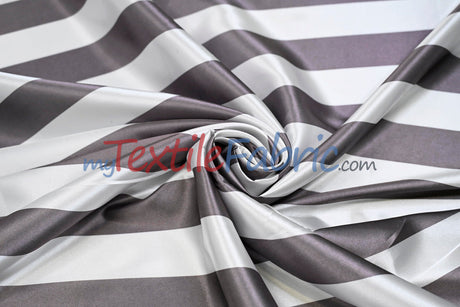 Stripe Satin Charmeuse Polyester Fabric - 2" Stripe, Multiple Colors, 58/60" Width (1 Yard)
