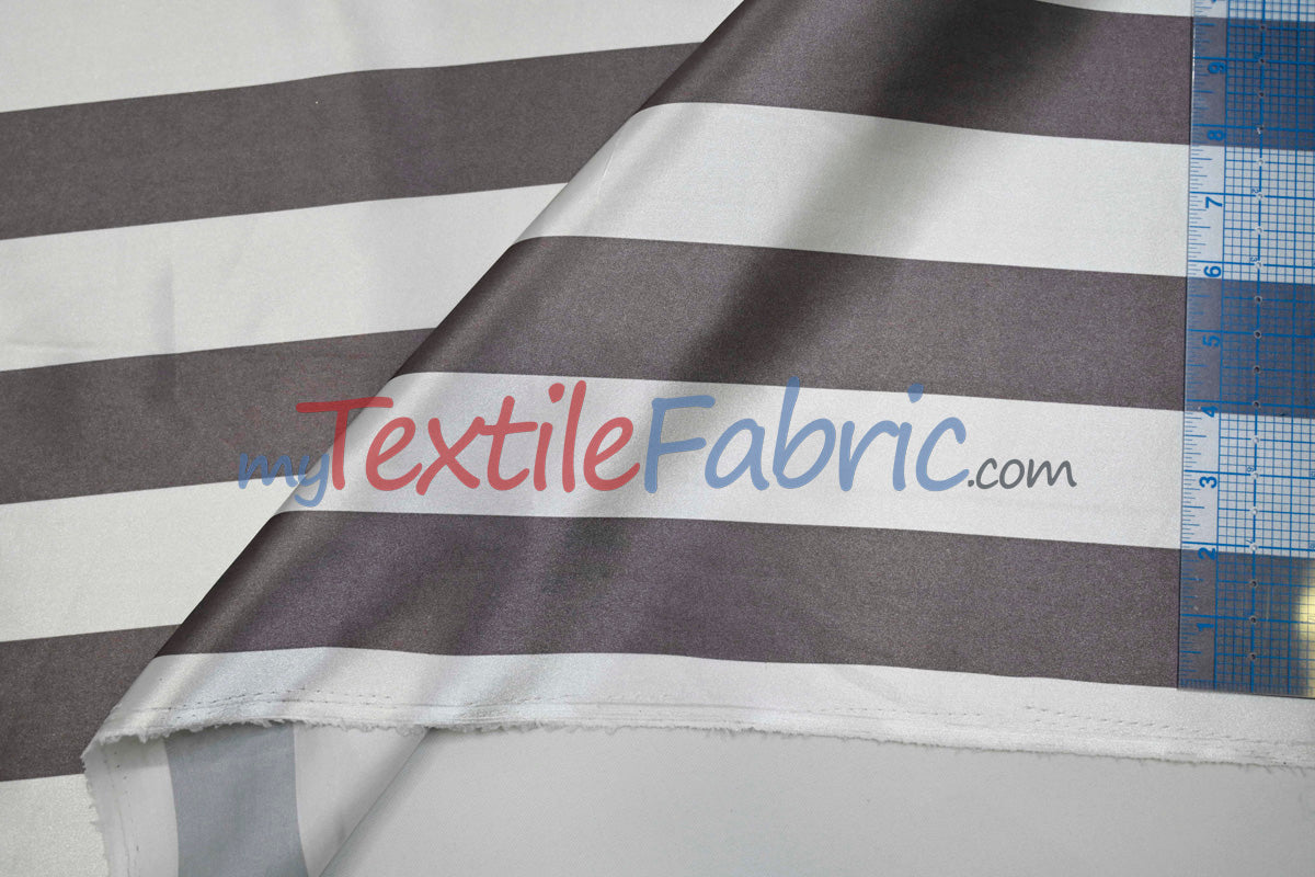 Stripe Satin Charmeuse Polyester Fabric - 2" Stripe, Multiple Colors, 58/60" Width (1 Yard)