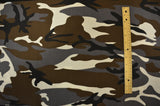 Grey Camouflage 100 Percent Cotton Fabric - Grey Brown Black Ivory Camouflage Print, 58/60" Width (1 Yard)