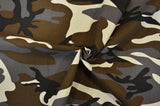 Grey Camouflage 100 Percent Cotton Fabric - Grey Brown Black Ivory Camouflage Print, 58/60" Width (1 Yard)
