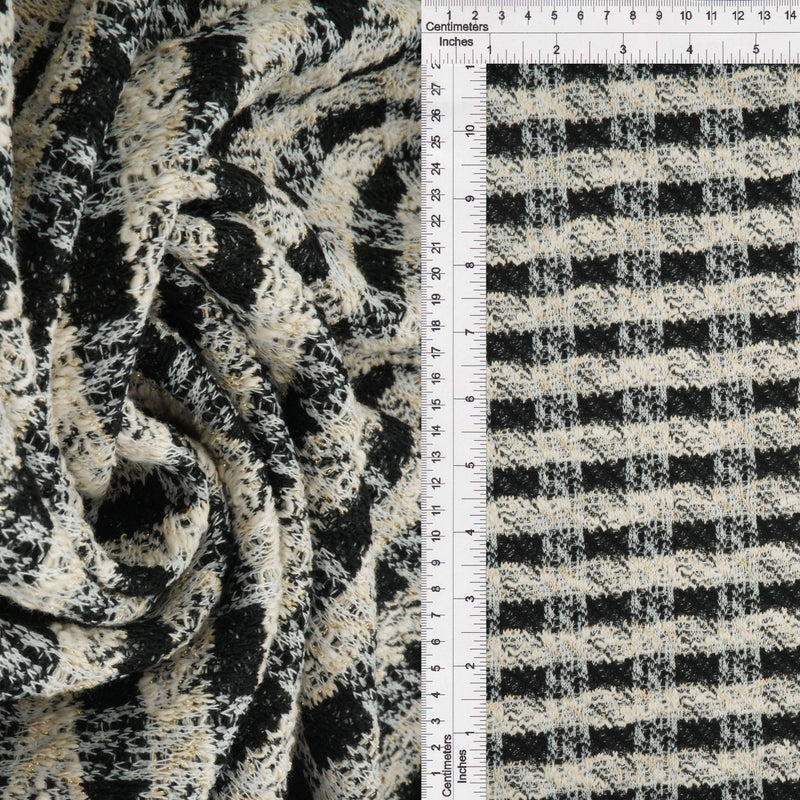 Boucle Knit Checkered Fabric