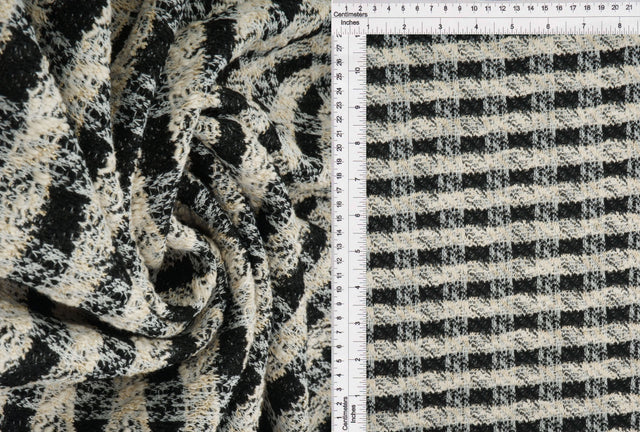 Boucle Knit Checkered Fabric