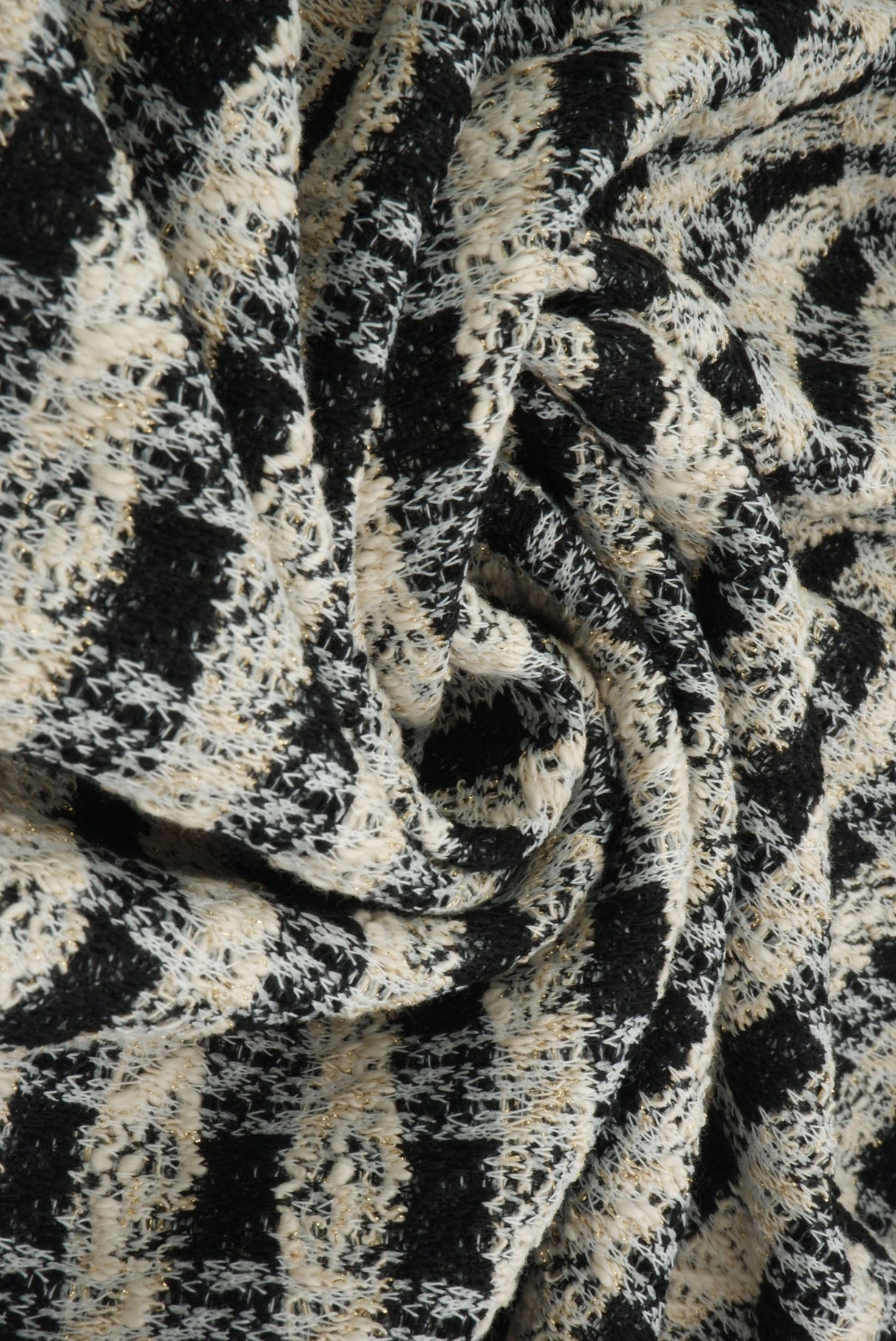 Boucle Knit Checkered Fabric