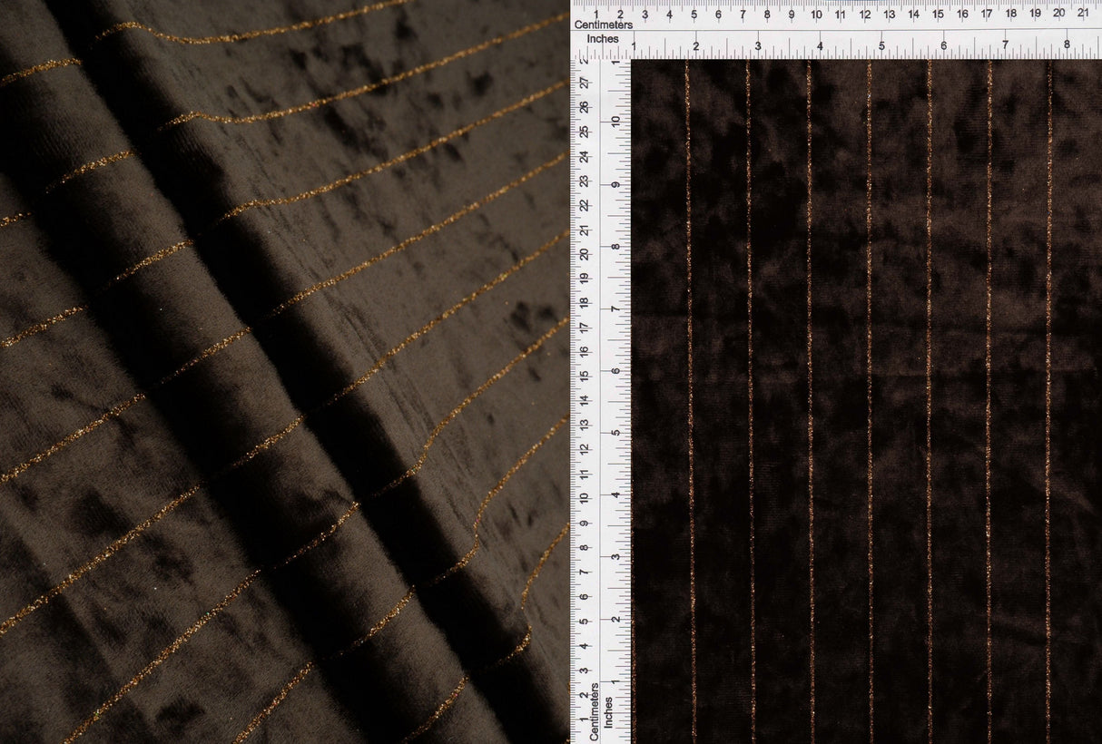 Velvet Glitter Stripe Knit Fabric