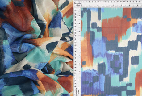 1 Yard Digital Abstract Mesh Knit Fabric, 54? Wide Polyester Spandex Blend