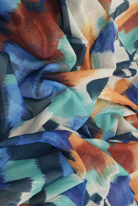1 Yard Digital Abstract Mesh Knit Fabric, 54? Wide Polyester Spandex Blend