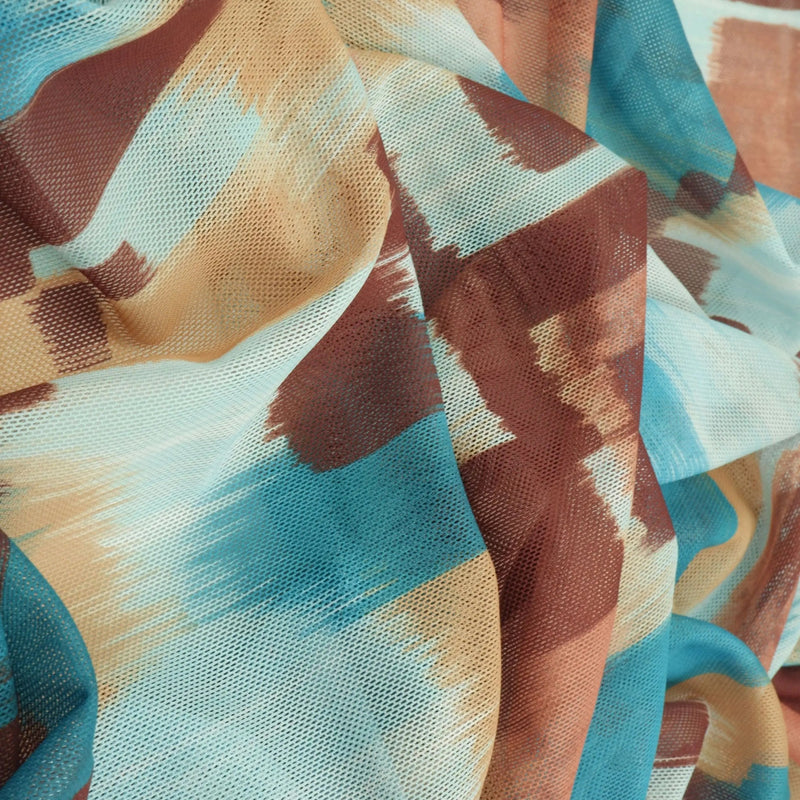 1 Yard Polyester Spandex 100 GSM Mesh Fabric, Digital Abstract Print, Soft Stretch 54" Width