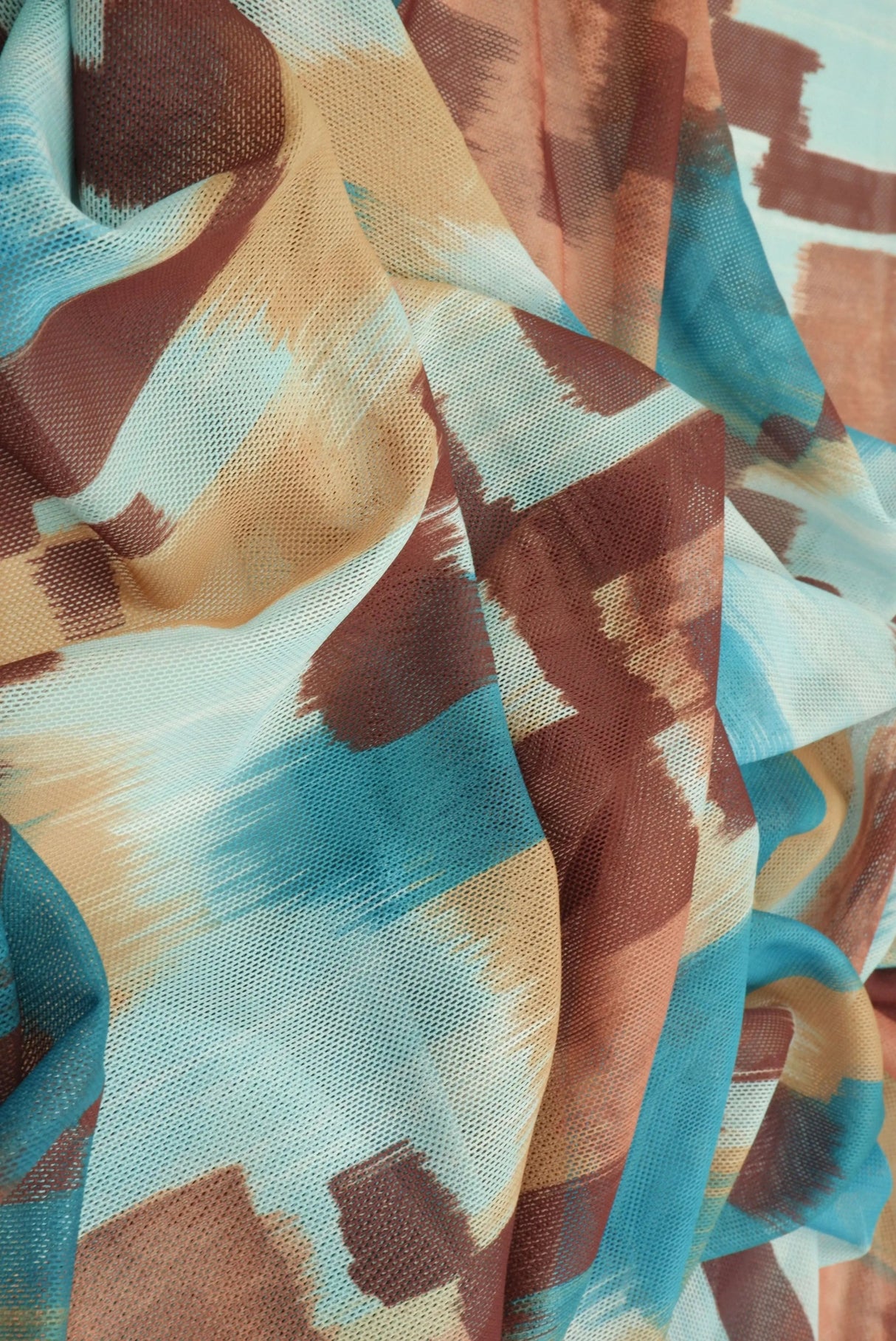 1 Yard Digital Abstract Mesh Knit Fabric, 54? Wide Polyester Spandex Blend