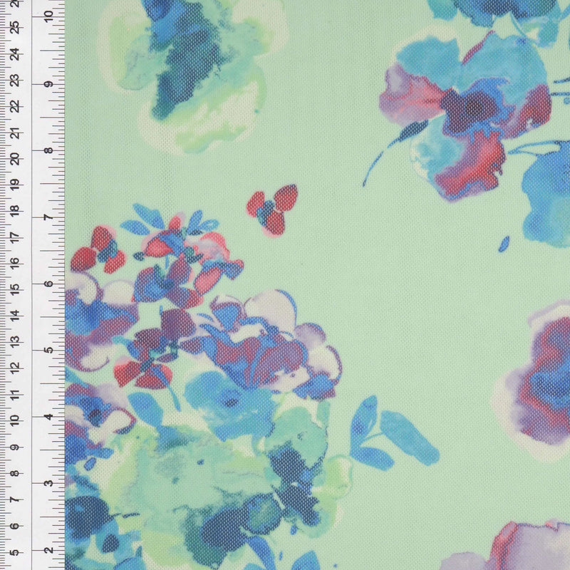 1 Yard Digital Floral Mesh Knit Fabric, 54'' Wide Polyester Spandex Blend