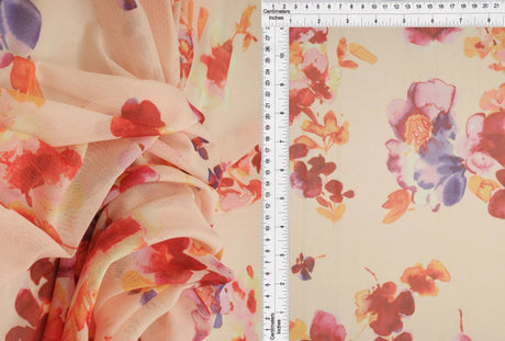 1 Yard Digital Floral Mesh Knit Fabric, 54? Wide Polyester Spandex Blend