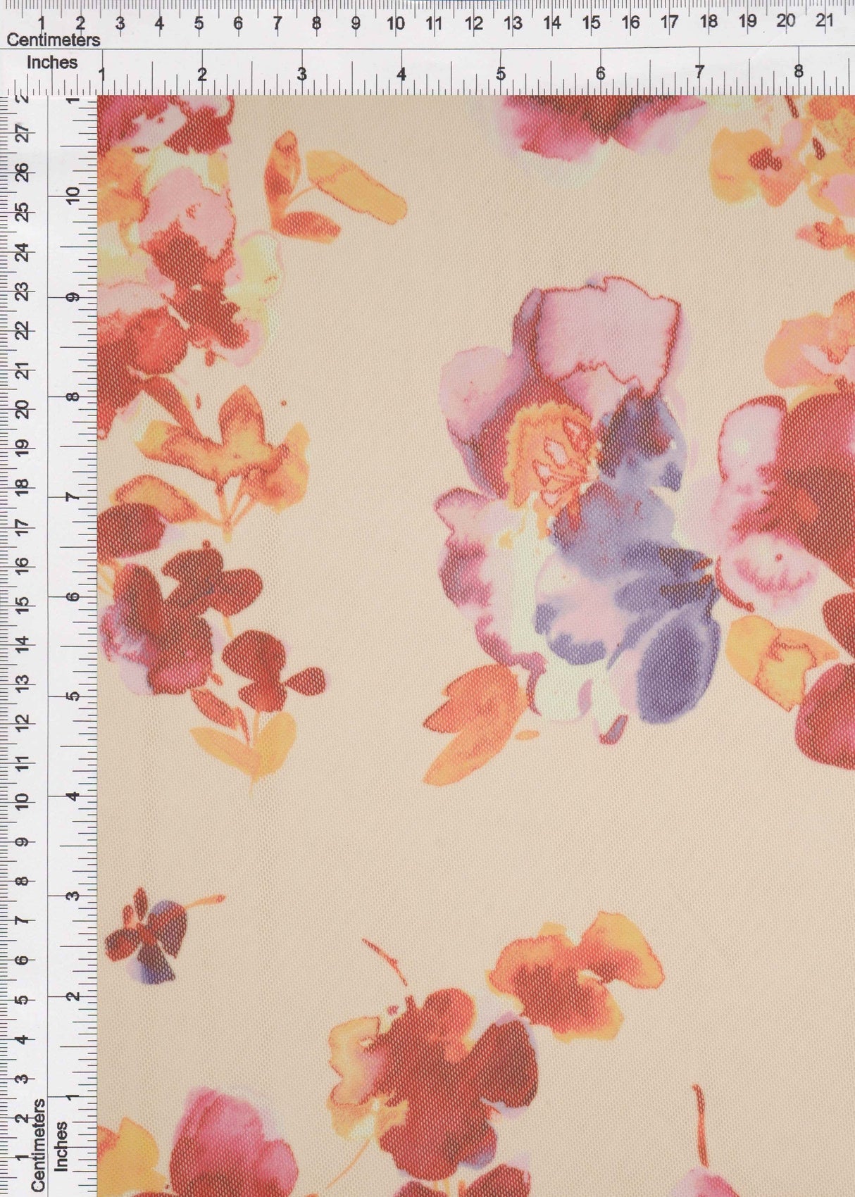 Floral Digital Mesh Fabric Blue Violet