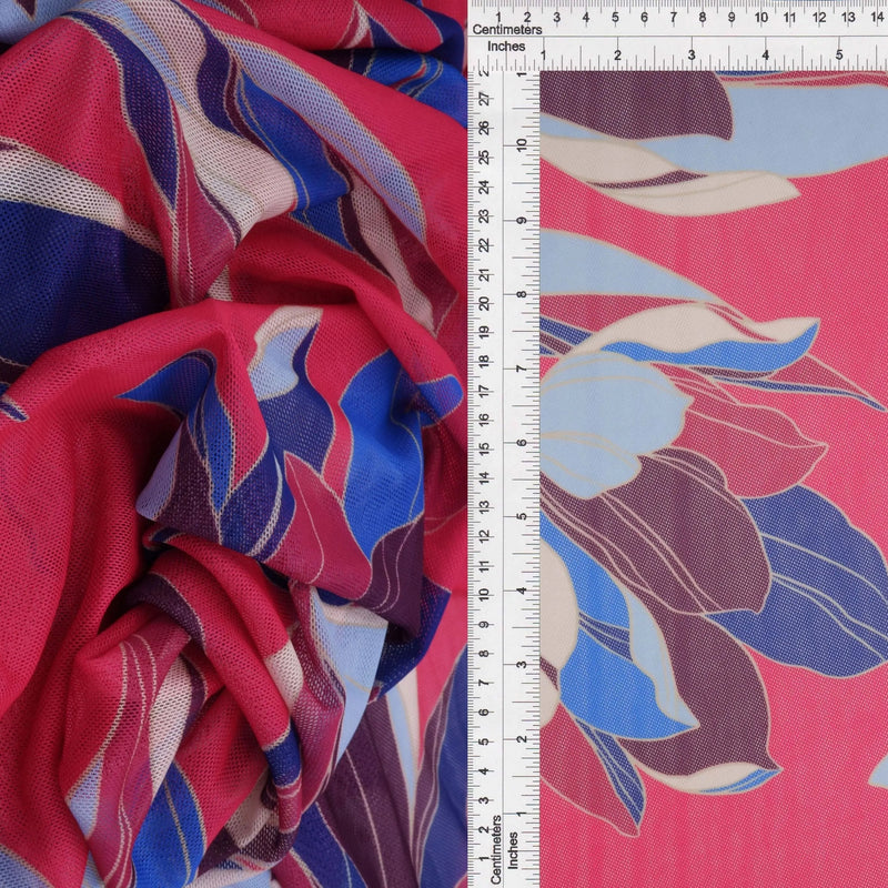 1 Yard Polyester Spandex 100 GSM Mesh Fabric Digital Floral Print Lightweight Soft 54" Width
