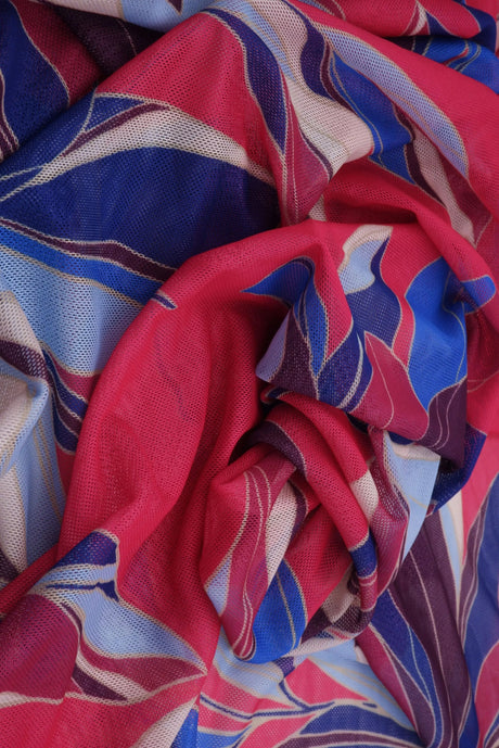1 Yard Digital Floral Mesh Knit Fabric, 54? Wide Polyester Spandex Blend