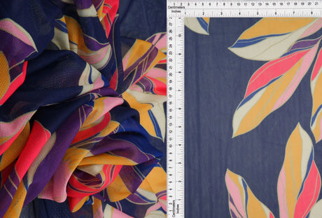 1 Yard Digital Floral Mesh Knit Fabric, 54? Wide Polyester Spandex Blend