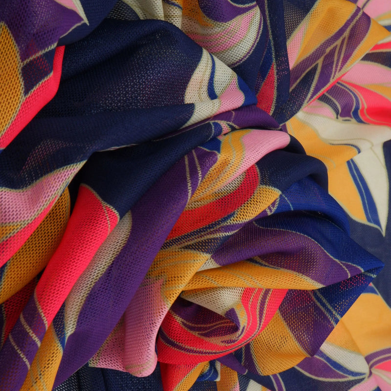 1 Yard Digital Floral Mesh Knit Fabric, 54'' Wide Polyester Spandex Blend