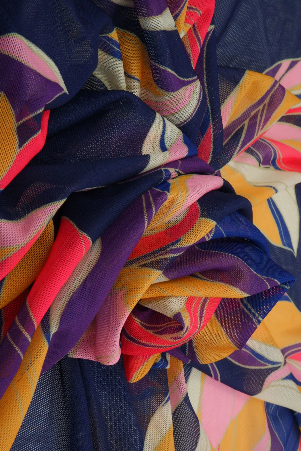 1 Yard Digital Floral Mesh Knit Fabric, 54? Wide Polyester Spandex Blend
