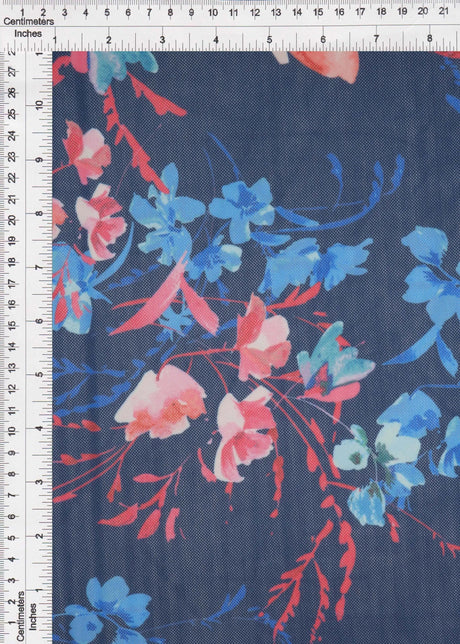 1 Yard Digital Floral Mesh Knit Fabric, 54? Wide Polyester Spandex Blend