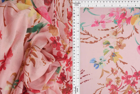 1 Yard Digital Floral Mesh Knit Fabric, 54? Wide Polyester Spandex Blend