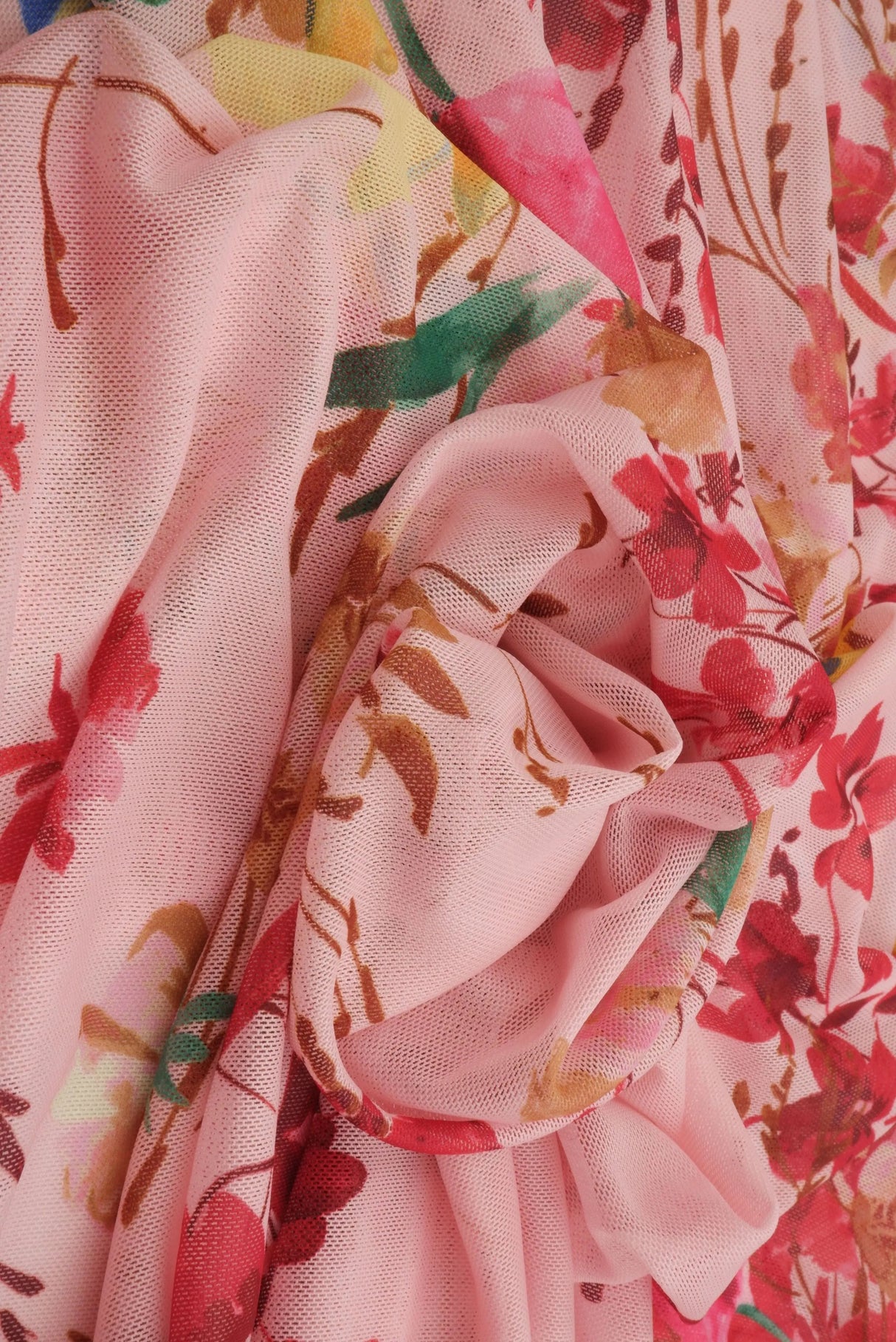 1 Yard Digital Floral Mesh Knit Fabric, 54? Wide Polyester Spandex Blend