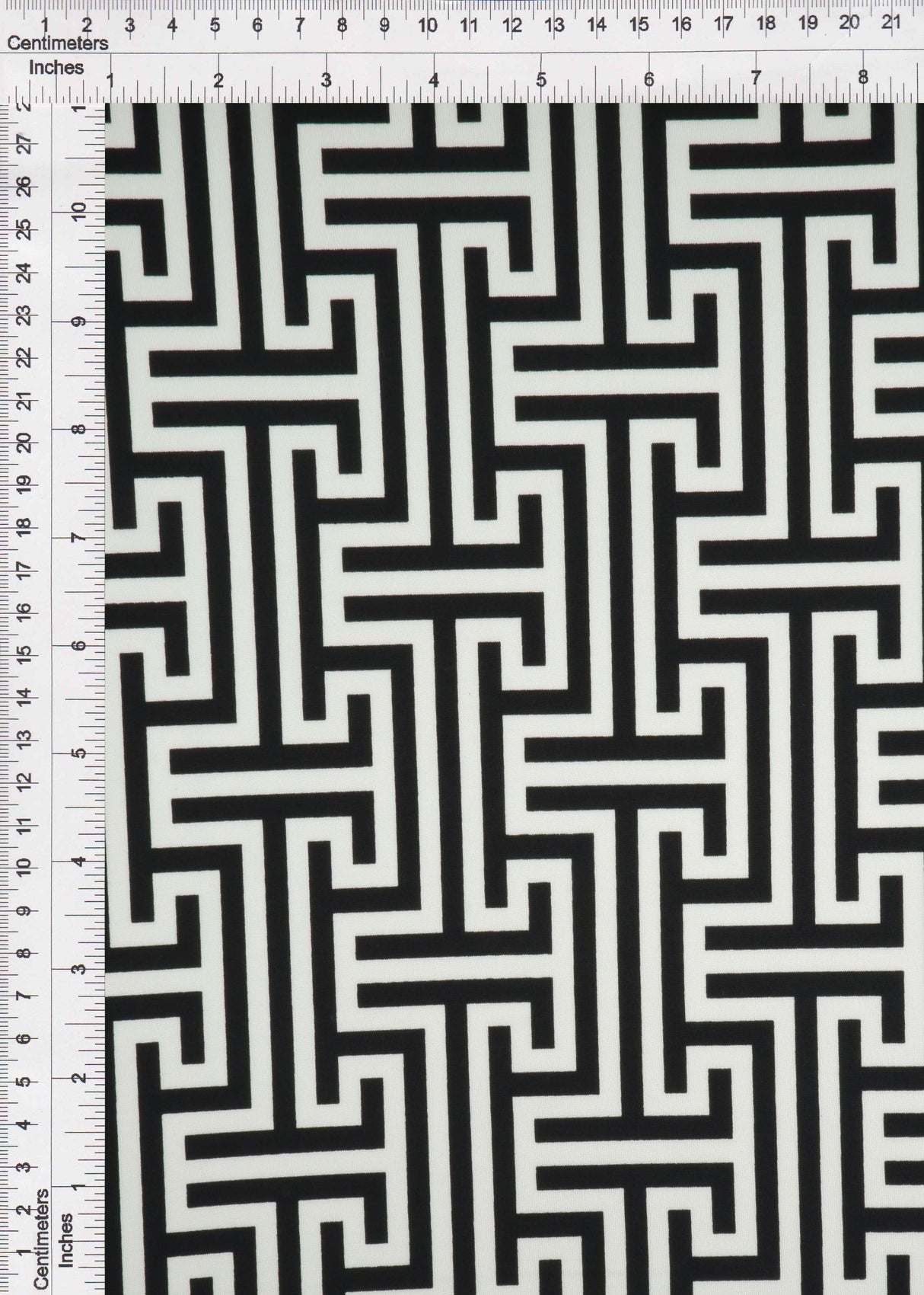 Geometric DTY Stretch Knit Fabric Black White