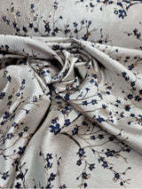 Brocade Jacquard Navy Blue Metallic Rose Gold Floral