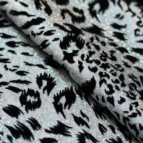 Stray Cat Nylon Spandex Fabric - Gold, Pink, Silver, Red Hologram Leopard Print, 58/60" Width (1 Yard)