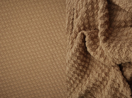 1 Yard Textured Cauliflower Jacquard Knit Fabric 59/60 Inch Wide Ultra Plush Heavyweight Material for Cozy Loungewear & Upholstery