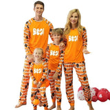 Orange Christmas Sleepwear Split Pajamas Outfits Set