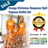 Orange Christmas Sleepwear Split Pajamas Outfits Set