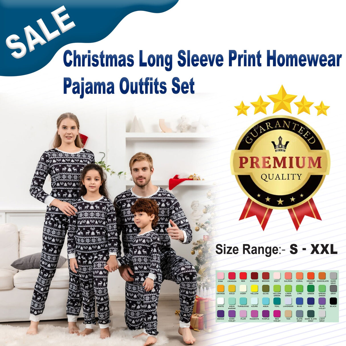 Christmas Long Sleeve Print Homewear Pajama Outfits Set