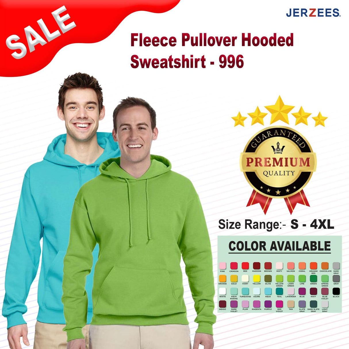 JERZEES® Fleece Pullover Long Sleeve Hooded Sweatshirt