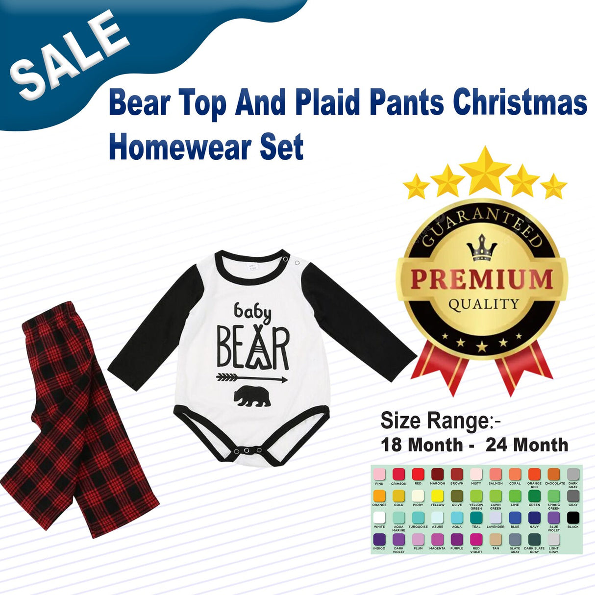 Bear Top And Plaid Pants Christmas Homewear Set