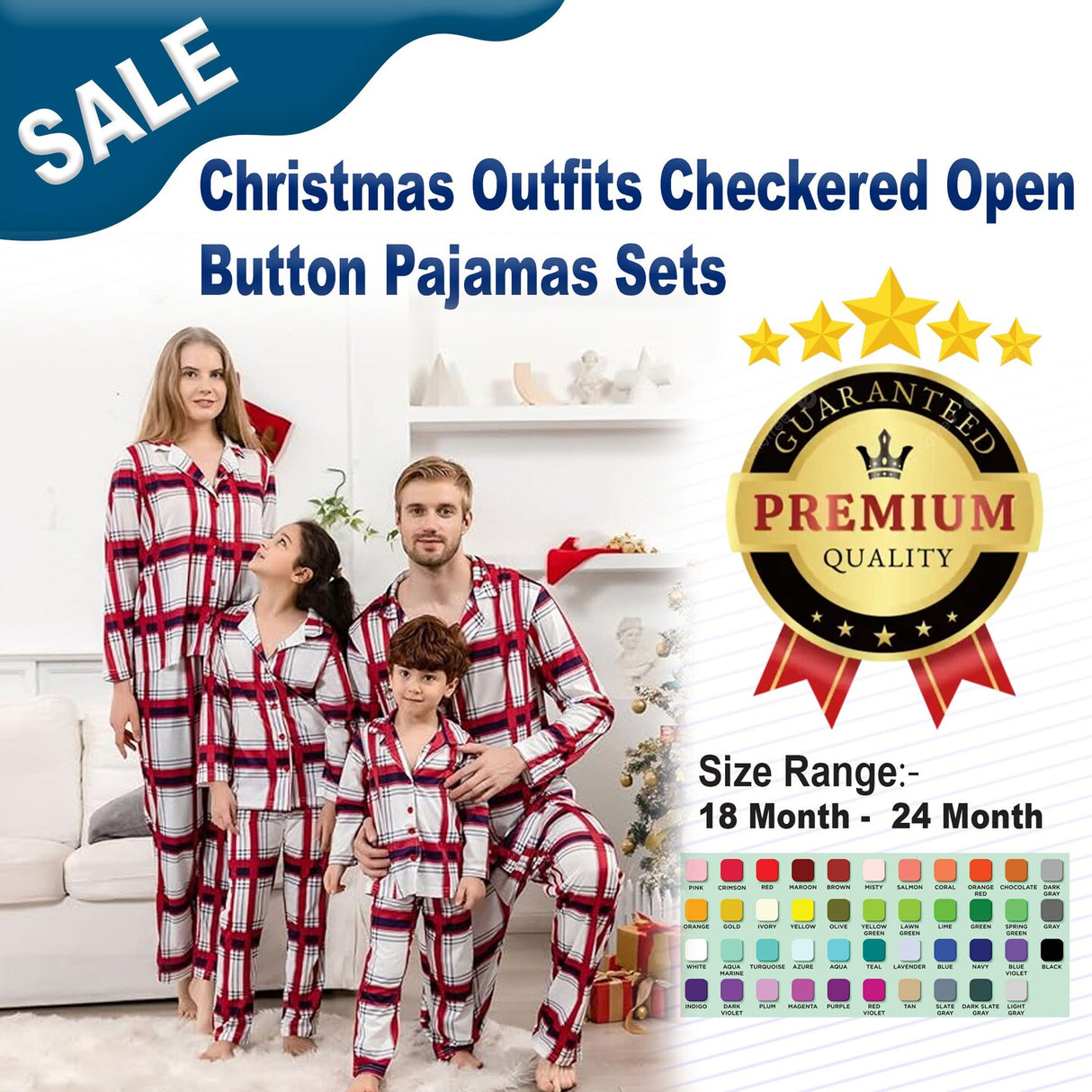 Christmas Outfits Checkered Open Button Pajamas Sets