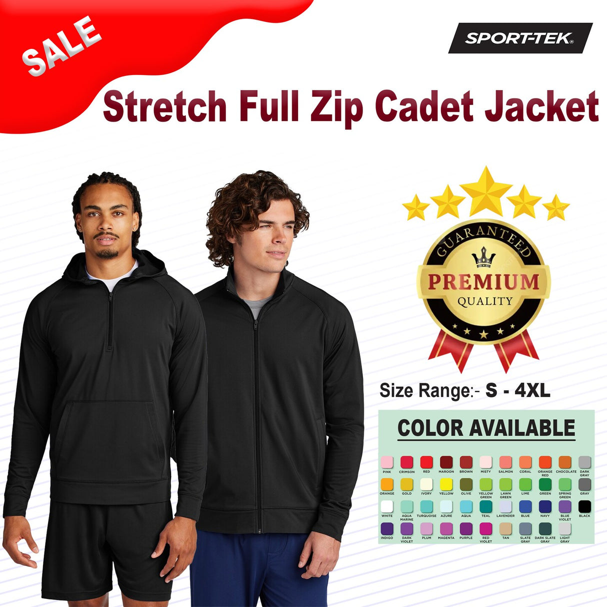 Sport-Tek® Stretch Full-Zip Cadet Jacket For Adult