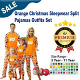 Orange Christmas Sleepwear Split Pajamas Outfits Set