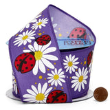 Flowers Printed Wired Ribbon 2.5" x 10 yd Ladybugs & Posies on Purple