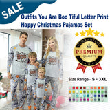 Outfits You Are Boo Tiful Letter Print Happy Christmas Pajamas Set