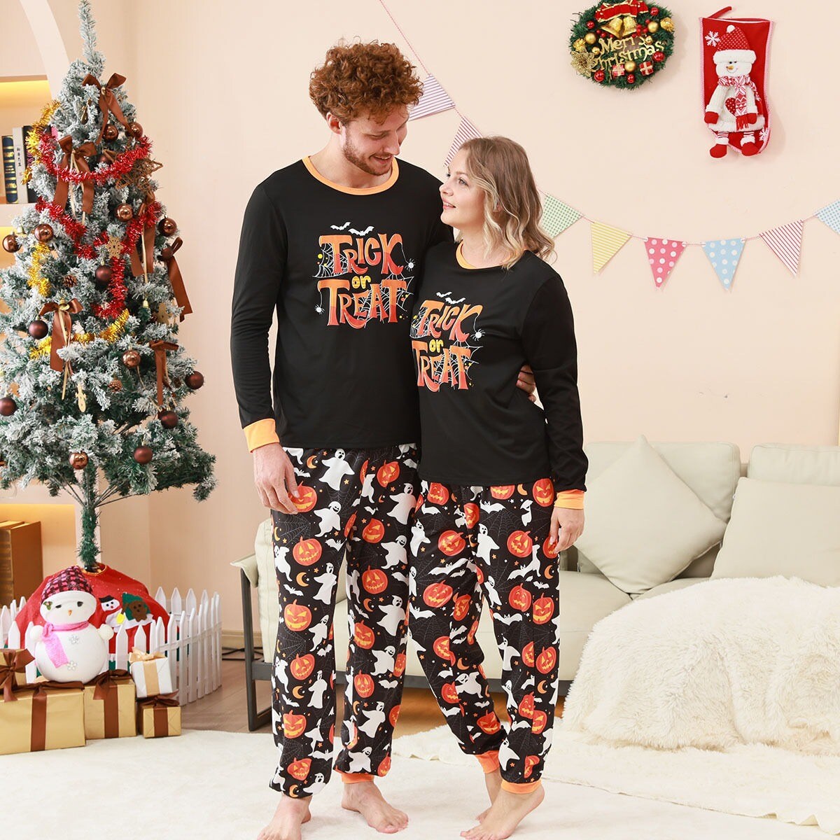 Christmas Outfits Pajamas Set Long Sleeves And Trousers