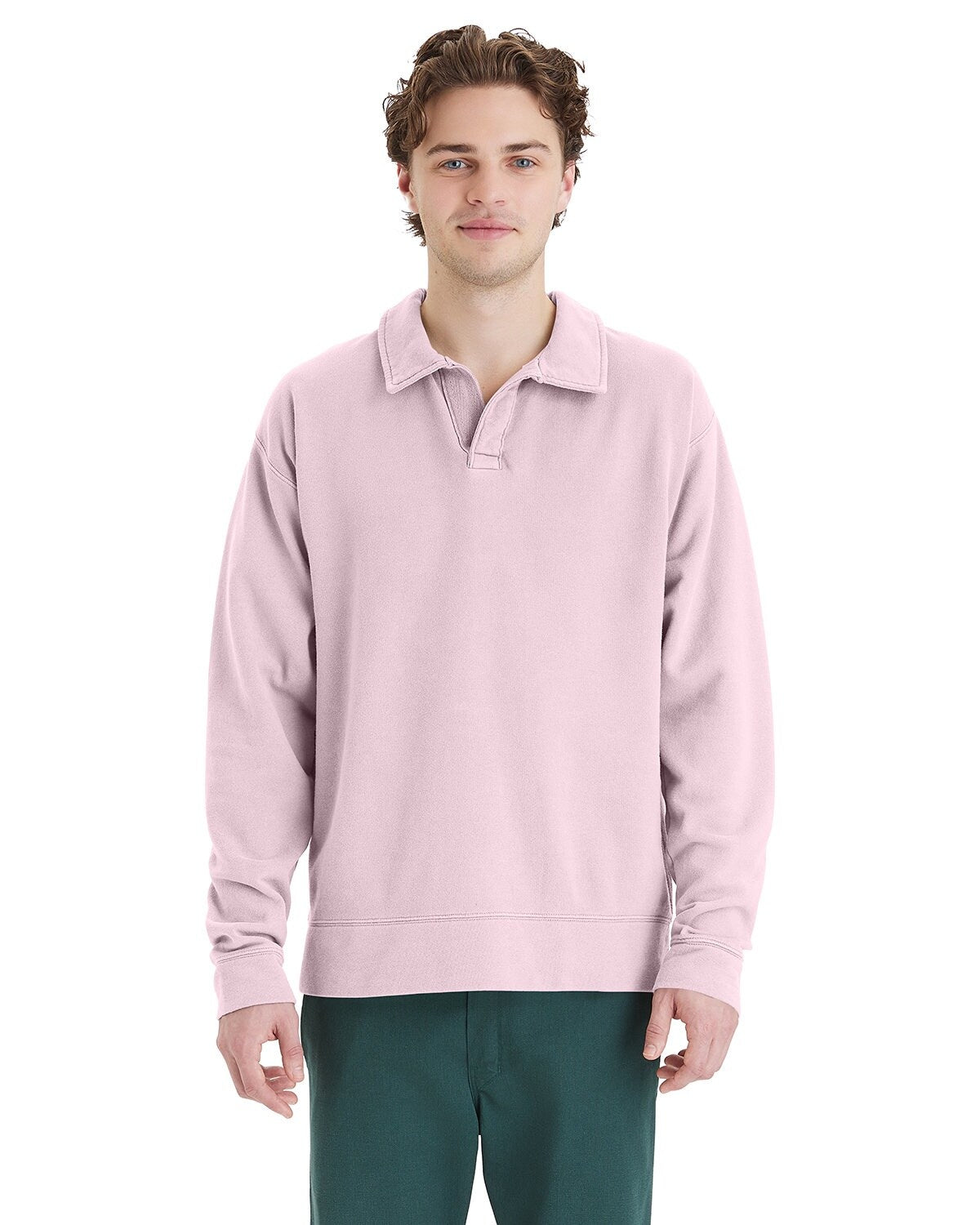 ComfortWash by Hanes® Garment Dye Polo Collar Sweatshirt - GDH490