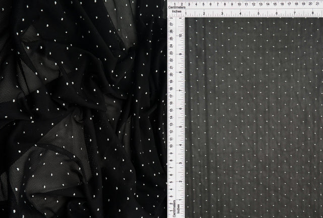 Foil Dot Stretch Mesh Fabric