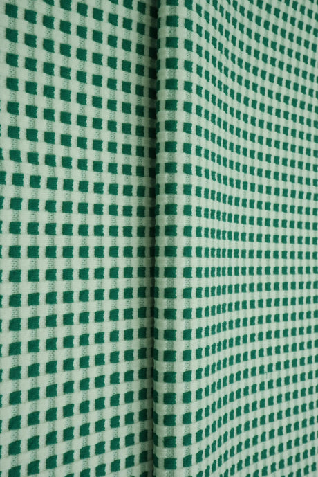 1 Yard Checkered Jacquard YD Fabric Stretch Polyester Rayon Spandex 60/62 Inches Wide