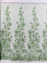 Princess 3D Floral Lace Polyester Fabric - Beaded Mesh Lace, 50" Width (1 Yard)
