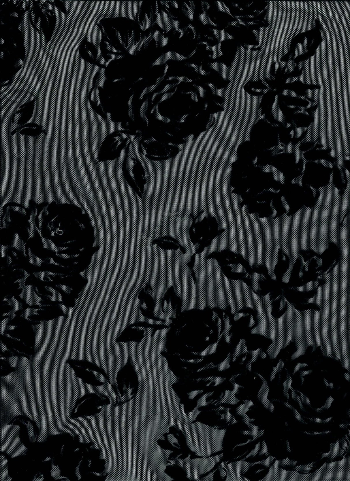 Floral Flocked Mesh Stretch Fabric