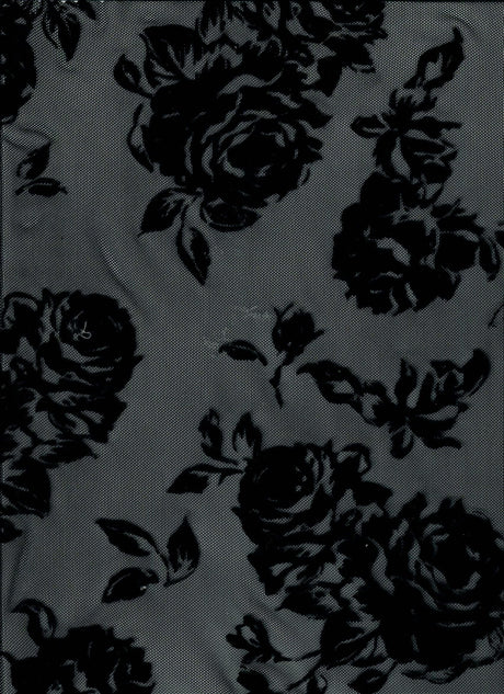 Floral Flocked Mesh Stretch Fabric